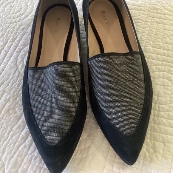 Ron White Flats Weatherproof Black & Gray Pointed-Toe Loafers 38.5 - Picture 6 of 11